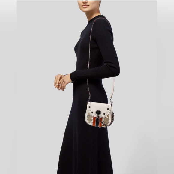 COACH Western Embroidery Turnlock Saddle Bag 17 In Glovetanned Leather - Picture 4 of 7